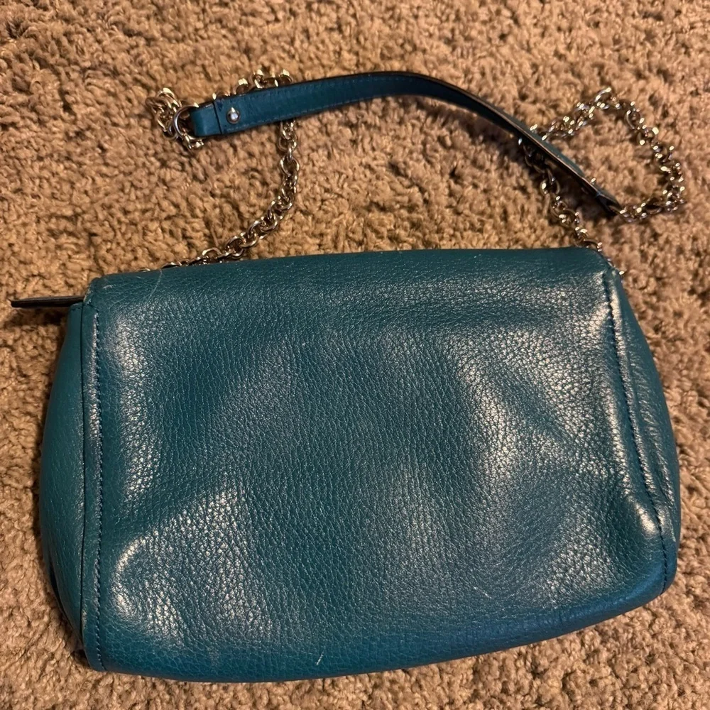 Coach Madison Teal Leather Crossbody or Shoulder Bag with Chain Strap | GUC